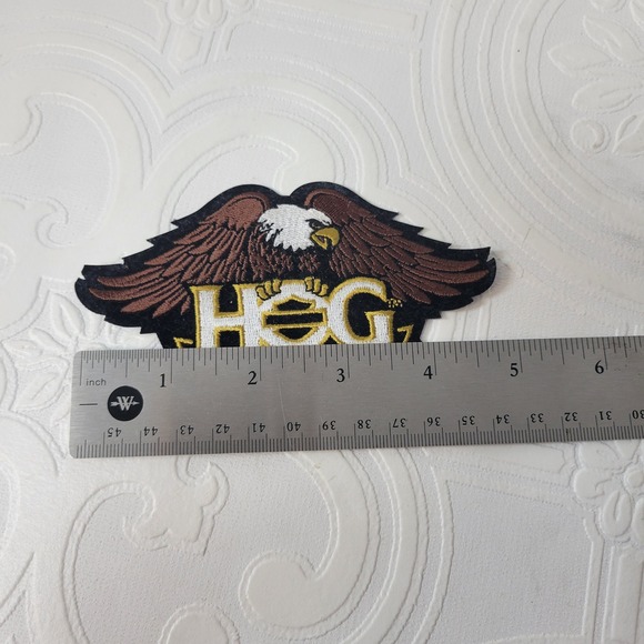 Embroidered Patch Harley Davidson Owners Group HOG Eagle‎ Gold Motorcycle 4.5" - Picture 4 of 7